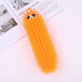 New Inflatable Light-emitting Soft Glue Decompression Small Caterpillar Children's Toy (Color: Orange)