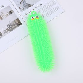 New Inflatable Light-emitting Soft Glue Decompression Small Caterpillar Children's Toy (Color: Green)