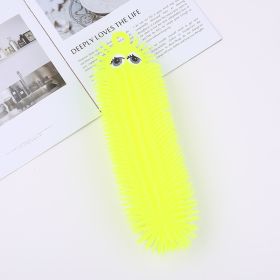 New Inflatable Light-emitting Soft Glue Decompression Small Caterpillar Children's Toy (Color: Yellow)