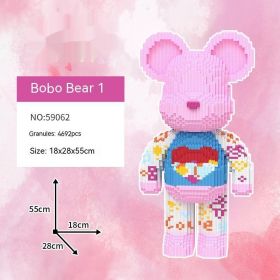 Violent Bear Building Blocks Toy Decoration Trend Creative (Option: Pink Bear)