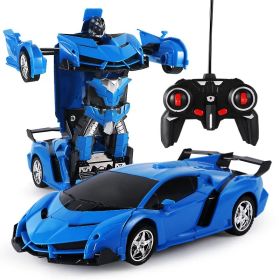 One Click Deformation Remote Control Car RC (Option: Blue-Ordinary battery)