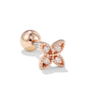 Fashion Micro-set Zircon Moon Earrings Stainless Steel Rod Screw Ball (Option: EGD0345 rose gold)