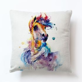 Color Horse Cotton And Linen Cushion Case (Option: K-4545 Linen Pillowcase)