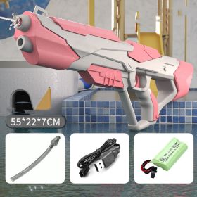 Space Water Gun Electric Automatic Water Absorption Water Fights Toy Outdoor Beach Swimming Pool Bath Toys For Children Kid Gift (Option: Pink-USB)