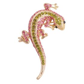 European And American Lizard Diamond Brooch Animal Rhinestone Corsage Clothing Fashion Accessories (Option: Yellow Lizard)