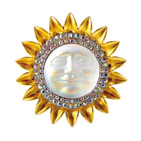 Heavy Industry Sun Smiley Face Brooch Alloy Baroque Clothing Accessories (Option: White diamond)