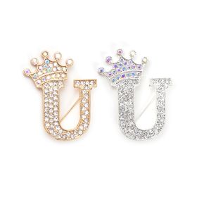 Fashion English Letter Brooch Creative Clothing Accessories (Option: Silver-U)