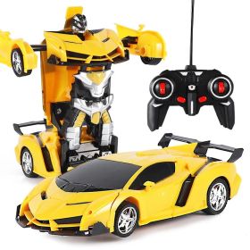 One Click Deformation Remote Control Car RC (Option: Yellow-Rechargeable battery)