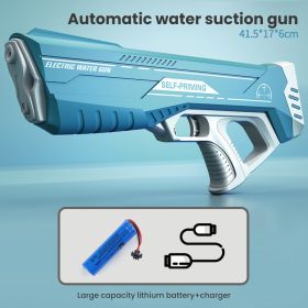 Space Water Gun Electric Automatic Water Absorption Water Fights Toy Outdoor Beach Swimming Pool Bath Toys For Children Kid Gift (Option: Sky Blue-Package One Single Battery)