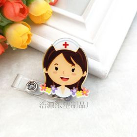 Fashion Cartoon Can Buckle Work Nurse Certificate Pull Peels Chest Card Clip Certificate Retractable Buckle Name Tag (Option: Flower Nurse)