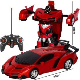 One Click Deformation Remote Control Car RC (Option: Red-Rechargeable battery)