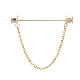 Metal Chain Tassel Pin Men's Shirt Bar Shaped Pin Suit Collar Pin Collar Buckle Accessories (Option: Flat Head Gold Single Chain)