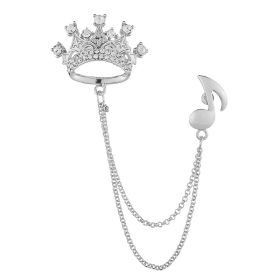 High-end Crown Brooch Men's Brooch Pin Suit Collar Pin Accessories (Color: Silver)