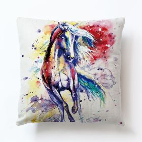 Color Horse Cotton And Linen Cushion Case (Option: D-4545 Linen Pillowcase)