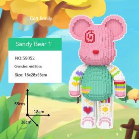 Violent Bear Building Blocks Toy Decoration Trend Creative (Option: Pink Green Bear)