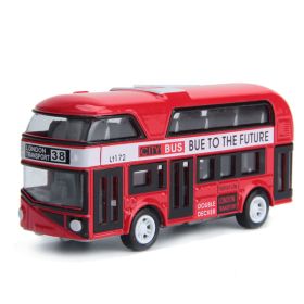 Children's Toy Car Double-deck Bus Simulation Model Pull Back Alloy Car (Color: Red)