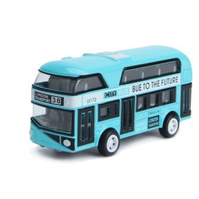 Children's Toy Car Double-deck Bus Simulation Model Pull Back Alloy Car (Color: Blue)