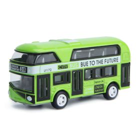 Children's Toy Car Double-deck Bus Simulation Model Pull Back Alloy Car (Color: Green)