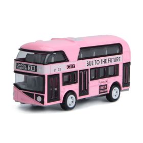 Children's Toy Car Double-deck Bus Simulation Model Pull Back Alloy Car (Color: Pink)