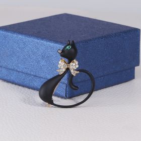 Cartoon Alloy Diamond Animal Corsage Ornament Brooch (Color: Black)