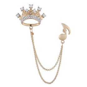 High-end Crown Brooch Men's Brooch Pin Suit Collar Pin Accessories (Color: Gold)