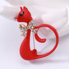 Cartoon Alloy Diamond Animal Corsage Ornament Brooch (Color: Red)