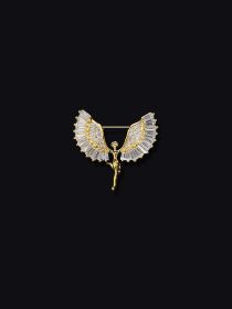 Angel Brooch Temperament Corsage Neckline Small Pin Fixed Clothes Chest Anti-light Buckle Artifact (Color: Gold)