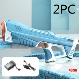 Summer Full Automatic Electric Water Gun Toy Induction Water Absorbing High-Tech Burst Water Gun Beach Outdoor Water Fight Toys (Option: Blue 2PC-USB)