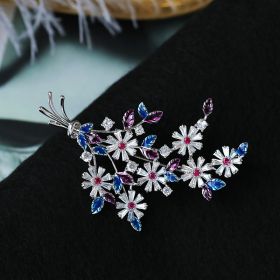 Brooch Color Zircon Drop Oil Corsage Women's Fashion Pin (Option: White gold)