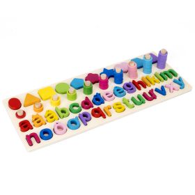 Wooden Three-in-one Digital Board Digital Shape Matching Letter Cognitive Toy (Option: Shape Letters)