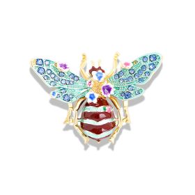 Hand Painted Enamel Glitter Diamond Vintage Bee Brooch (Color: Blue)