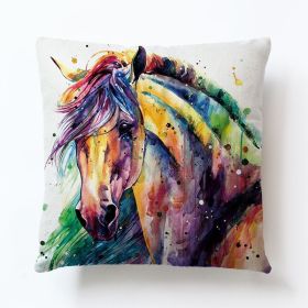 Color Horse Cotton And Linen Cushion Case (Option: A-4545 Linen Pillowcase)