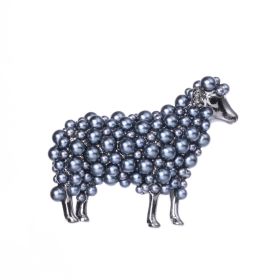 Wuli&baby 2-color Pearl Sheep Brooches For Women Unisex Lovely Animal Party Casual Brooch Pins Gifts (Color: Blue)