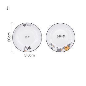 Cat Plate Vegetable Plate Deep Plate Household Ceramic (Option: J)