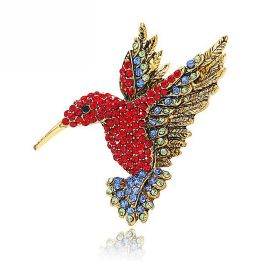 New Retro Style Alloy Hummingbird Brooch (Option: Xz4221F Red)