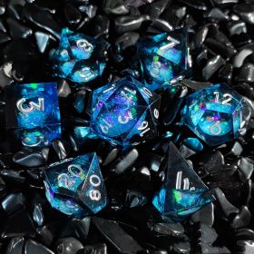 Board Game Liquid Resin Flow Heart Dice Set (Option: Black Blue Flow Heart)