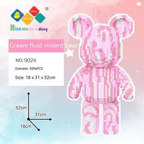 Violent Bear Building Blocks Toy Decoration Trend Creative (Option: Sakura Fluid Violent Bear)