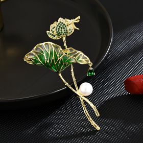 Lotus Pond Moonlight Brooch High-grade Female (Color: Green)