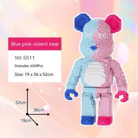 Violent Bear Building Blocks Toy Decoration Trend Creative (Option: Blue Pink Violent Bear)