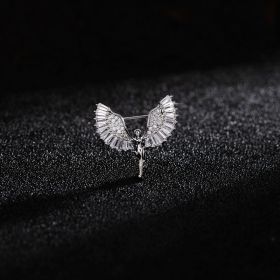 Angel Brooch Temperament Corsage Neckline Small Pin Fixed Clothes Chest Anti-light Buckle Artifact (Color: Silver)