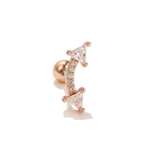 Fashion Micro-set Zircon Moon Earrings Stainless Steel Rod Screw Ball (Option: EGD0407 rose gold)