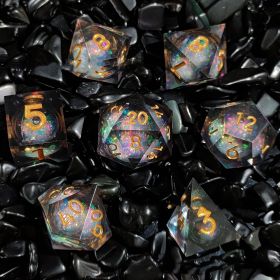 Board Game Liquid Resin Flow Heart Dice Set (Option: Black gold)