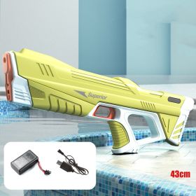 Summer Full Automatic Electric Water Gun Toy Induction Water Absorbing High-Tech Burst Water Gun Beach Outdoor Water Fight Toys (Option: Yellow-USB)