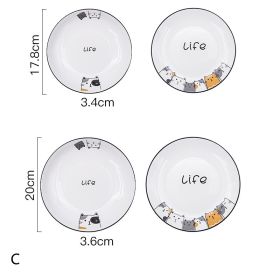 Cat Plate Vegetable Plate Deep Plate Household Ceramic (Option: C)