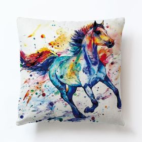 Color Horse Cotton And Linen Cushion Case (Option: B-4545 Linen Pillowcase)