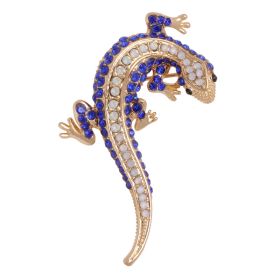 European And American Lizard Diamond Brooch Animal Rhinestone Corsage Clothing Fashion Accessories (Option: Blue Lizard)