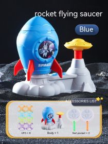 Rocket Foot Flying Saucer Toy Indoor Outdoor Catapult (Option: Blue LuminousColored BoxSuite)