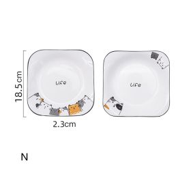 Cat Plate Vegetable Plate Deep Plate Household Ceramic (Option: N)