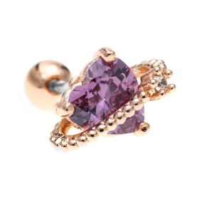 Fashion Micro-set Zircon Moon Earrings Stainless Steel Rod Screw Ball (Option: EGD0176 purple rose gold)