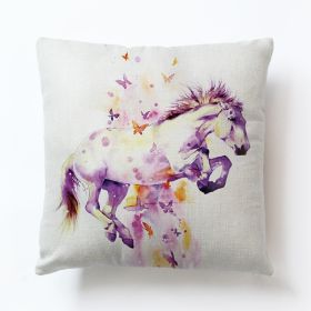 Color Horse Cotton And Linen Cushion Case (Option: H-4545 Linen Pillowcase)